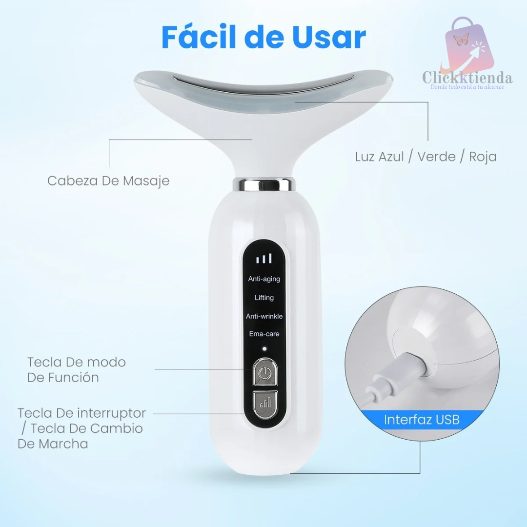 GlowLift™ Masajeador Facial Cuello AntiEdad LED AR